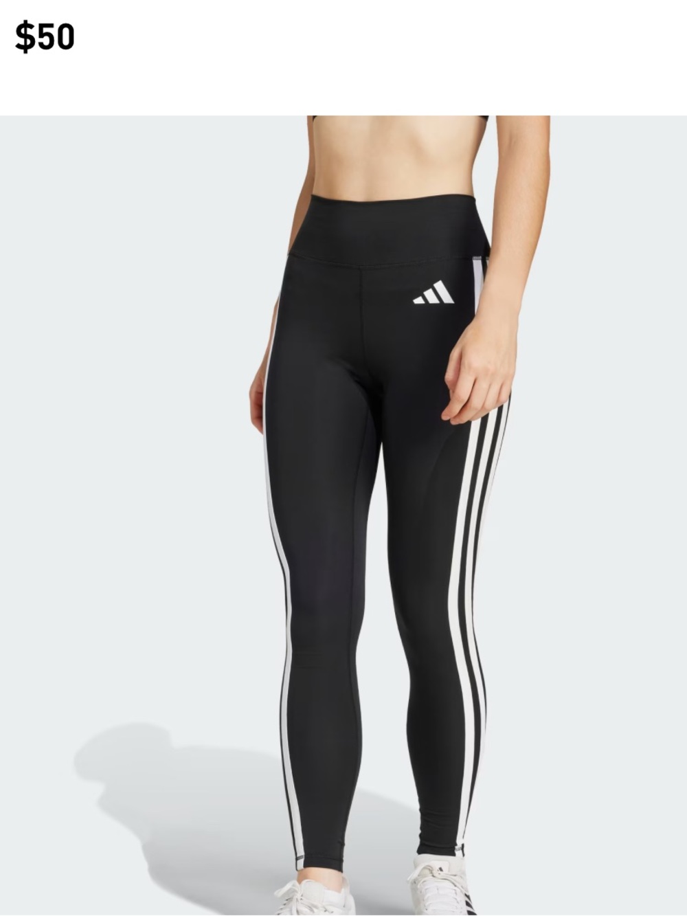 adidas Black Leggings with White 3-Stripes